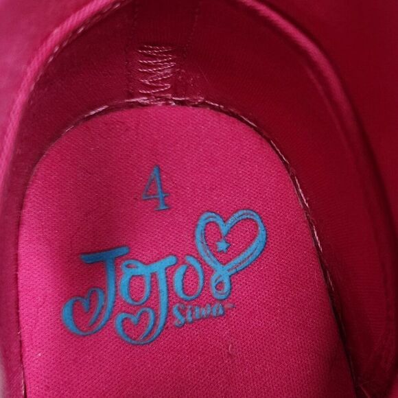 JoJo Siwa Girl's Rainbow Glitter Sneakers | Size 4 | Pink Bow, Laces, High Top - Picture 6 of 7